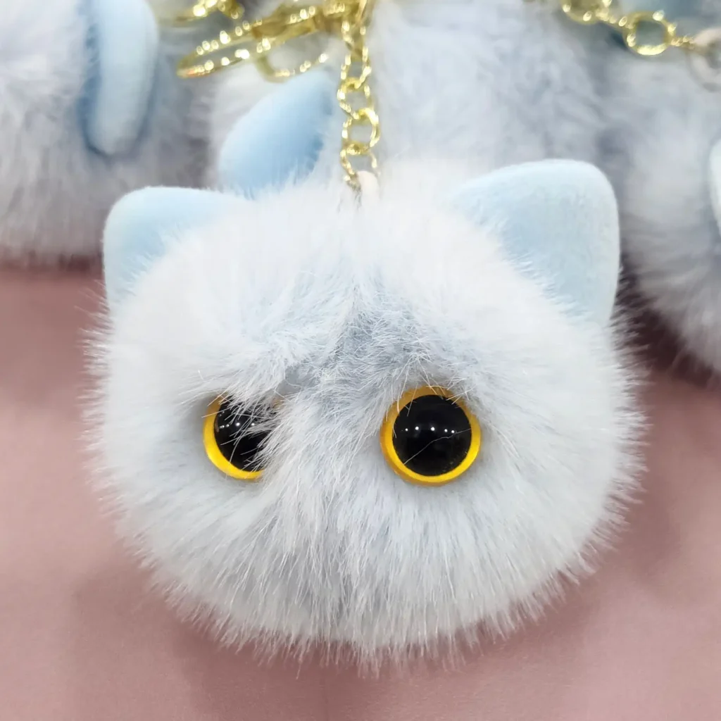 Faux Fur Black Cat Keychain 04