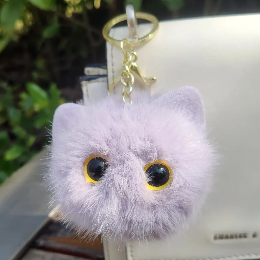 Faux Fur Black Cat Keychain 07