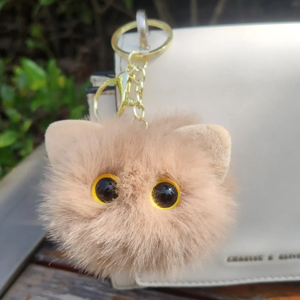 Faux Fur Black Cat Keychain 10