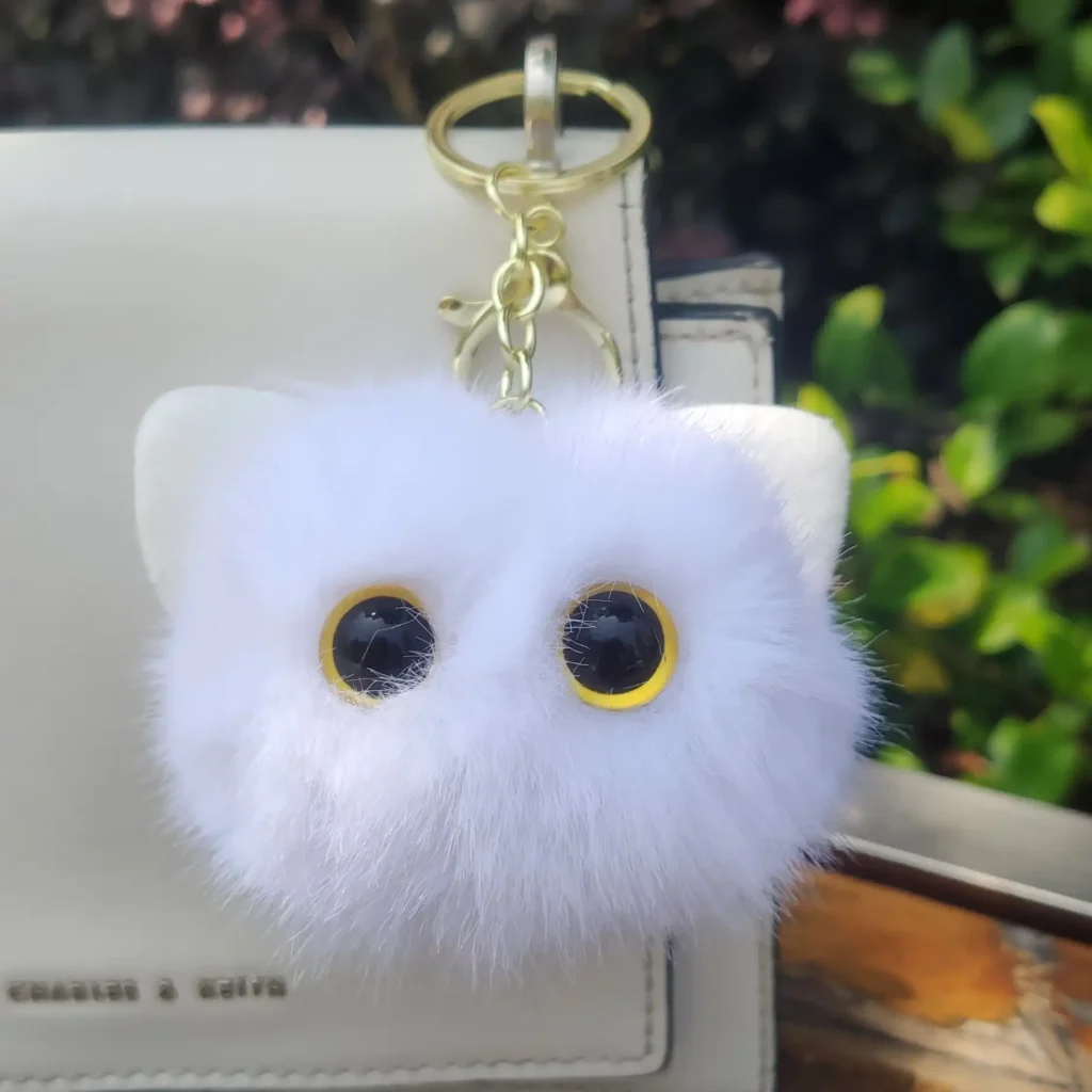 Faux Fur Black Cat Keychain 12