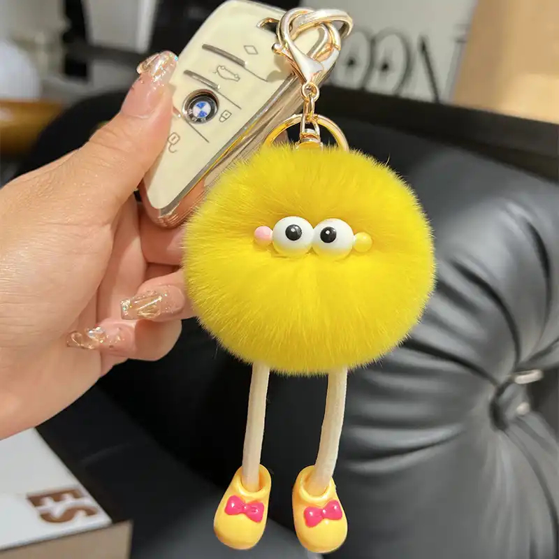 Faux Fur Long Legs Little Coal Ball Car Key Chain 05