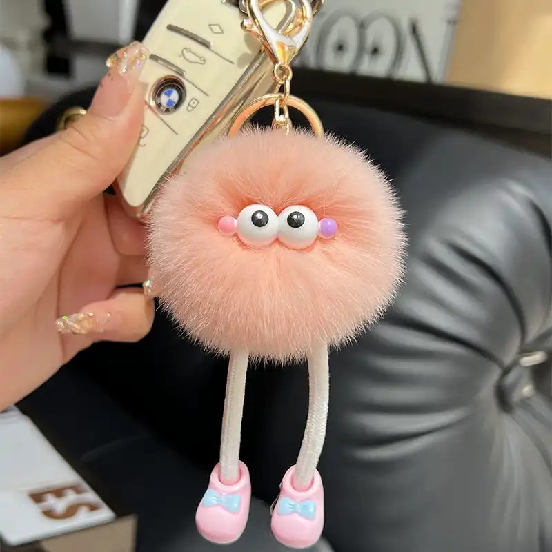 Faux Fur Long Legs Little Coal Ball Car Key Chain 06
