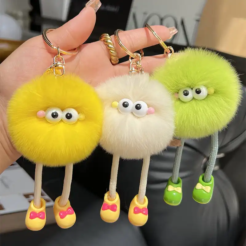 Faux Fur Long Legs Little Coal Ball Car Key Chain 07