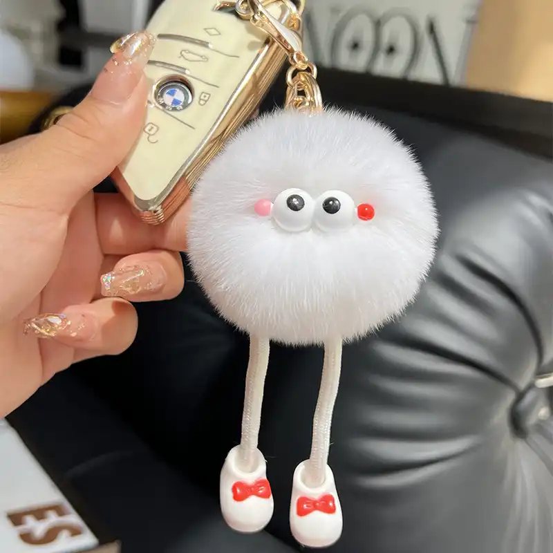 Faux Fur Long Legs Little Coal Ball Car Key Chain 08