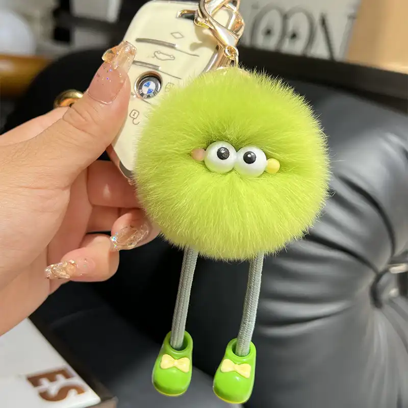 Faux Fur Long Legs Little Coal Ball Car Key Chain 12