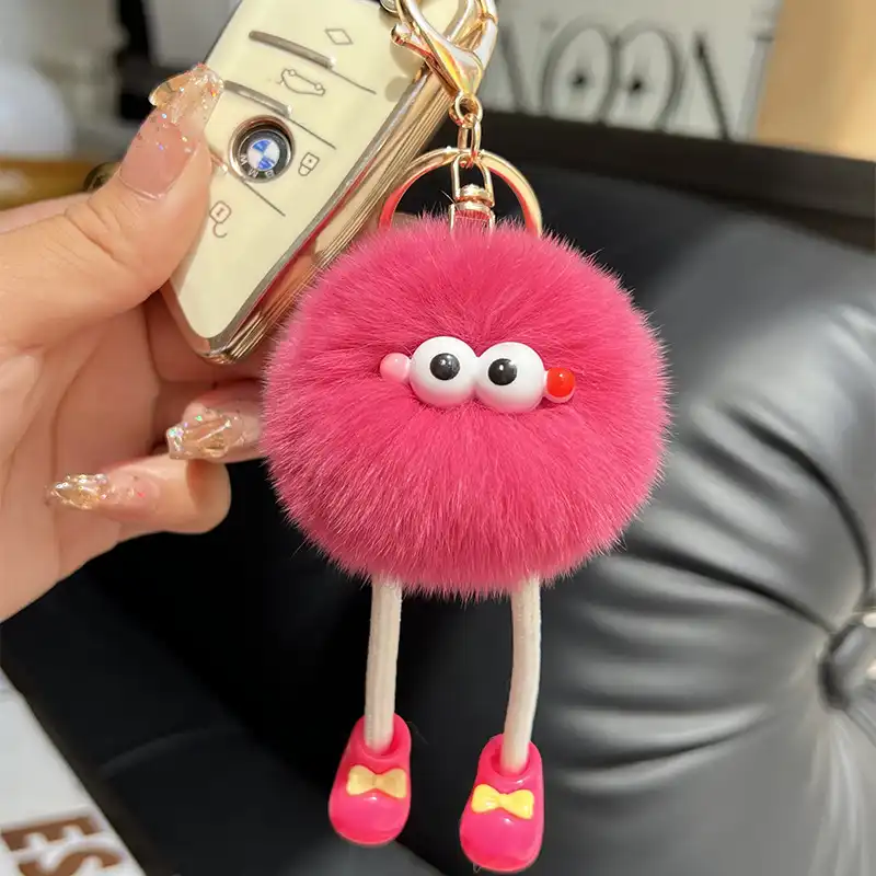 Faux Fur Long Legs Little Coal Ball Car Key Chain 13