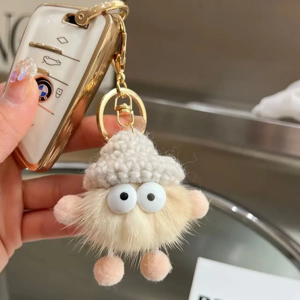 Faux Mink Fur Plush Keychain for Cars 02 Faux Mink Fur Plush Keychain for Cars 02