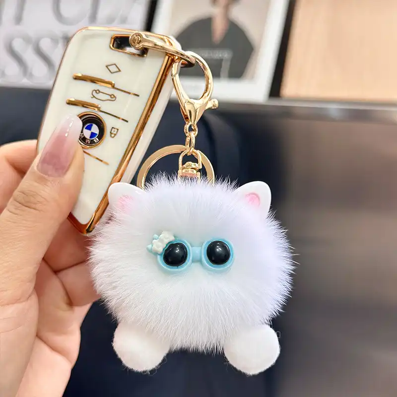 Faux Mink Rabbit Fur Car Key Chain 01