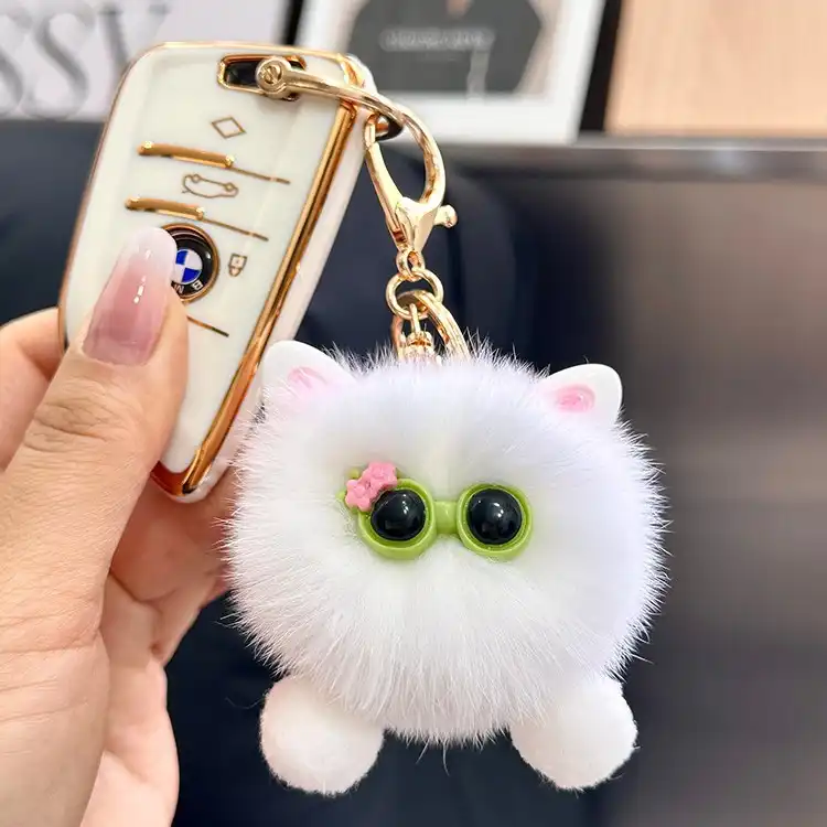 Faux Mink Rabbit Fur Car Key Chain 02