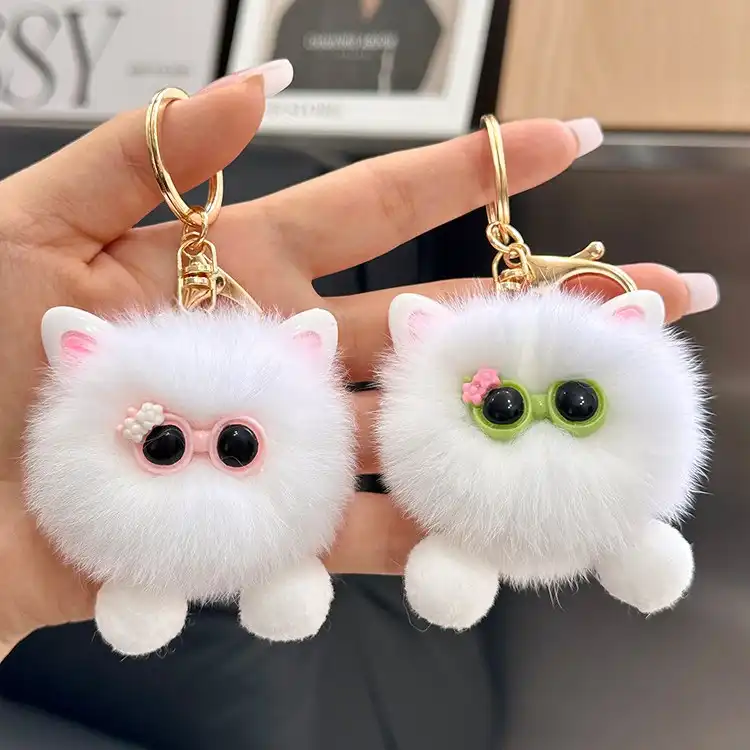 Faux Mink Rabbit Fur Car Key Chain 03