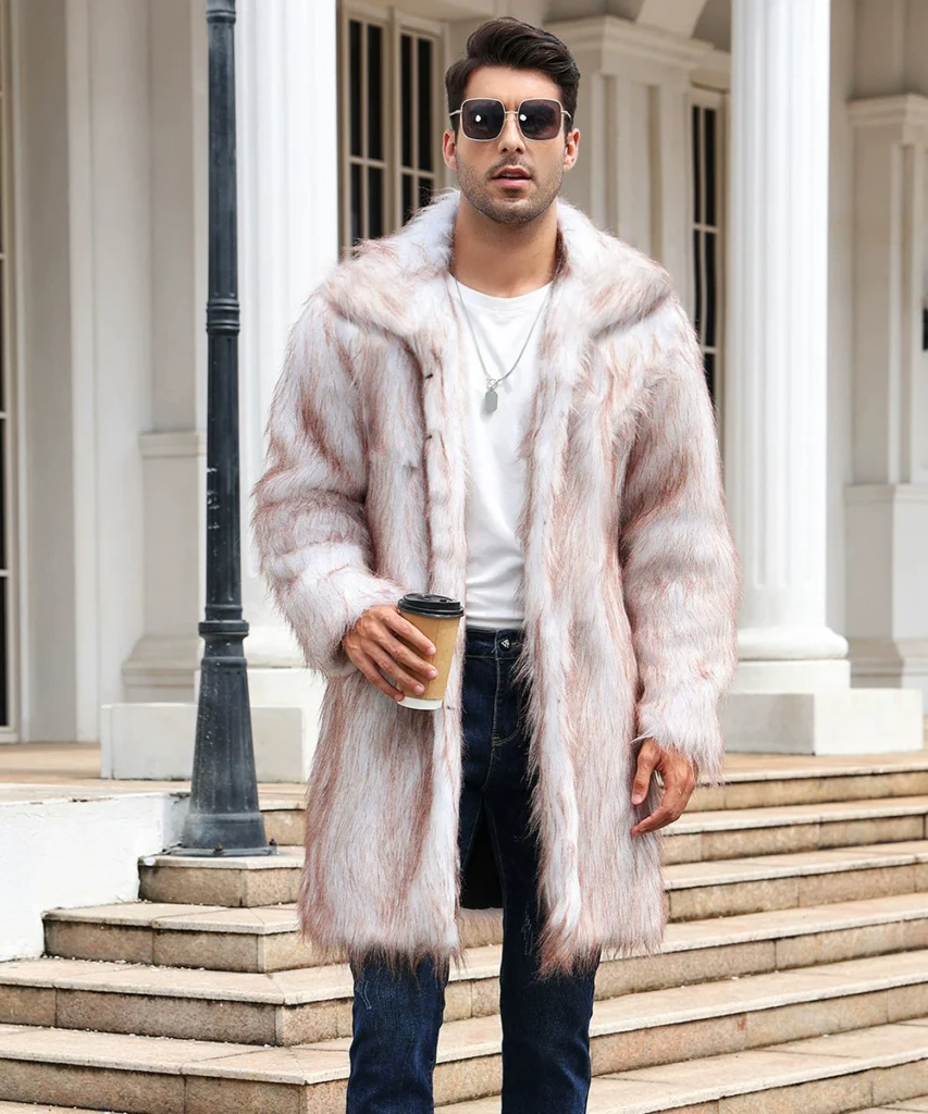 Men's Faux-Fur Collared Long Coat 07