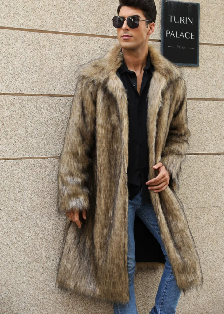 Men's Faux-Fur Collared Long Coat 09