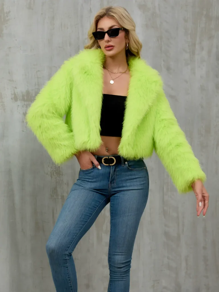 Women's Faux Fur Blazer with Suit Collar 10